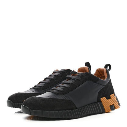 Hermes Parachute Fabric Suede Goatskin Men Bouncing Sneakers 44 Black Miel 3 of 7