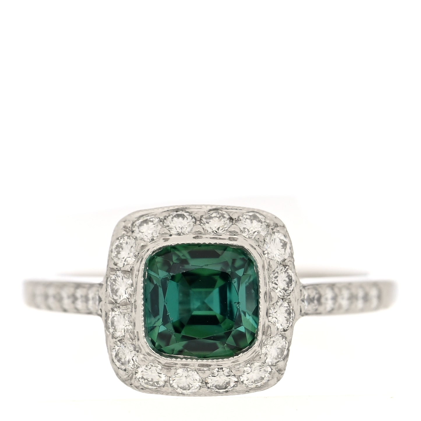 Platinum Diamond Green Tourmaline Legacy Ring 53 6.5