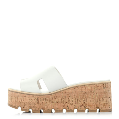 Hermes Calfskin Cork Eze 30 Sandals 38 White 1 of 10