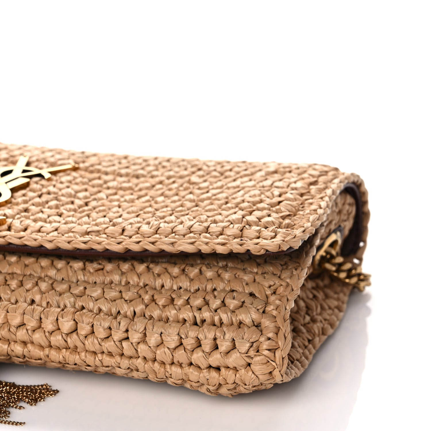 Saint Laurent Raffia Monogram Tassel Kate 99 Dark Nude 10 of 11