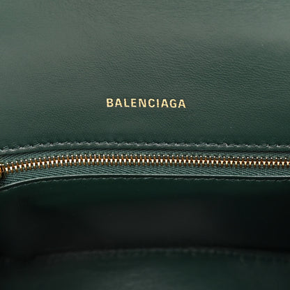 Balenciaga Shiny Calfskin Crocodile Embossed Small Hourglass Top Handle Bag Forest Green 6 of 9