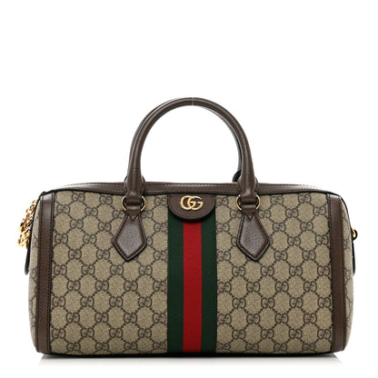 Gucci GG Supreme Monogram Web Medium Ophidia Boston Brown 1 of 10