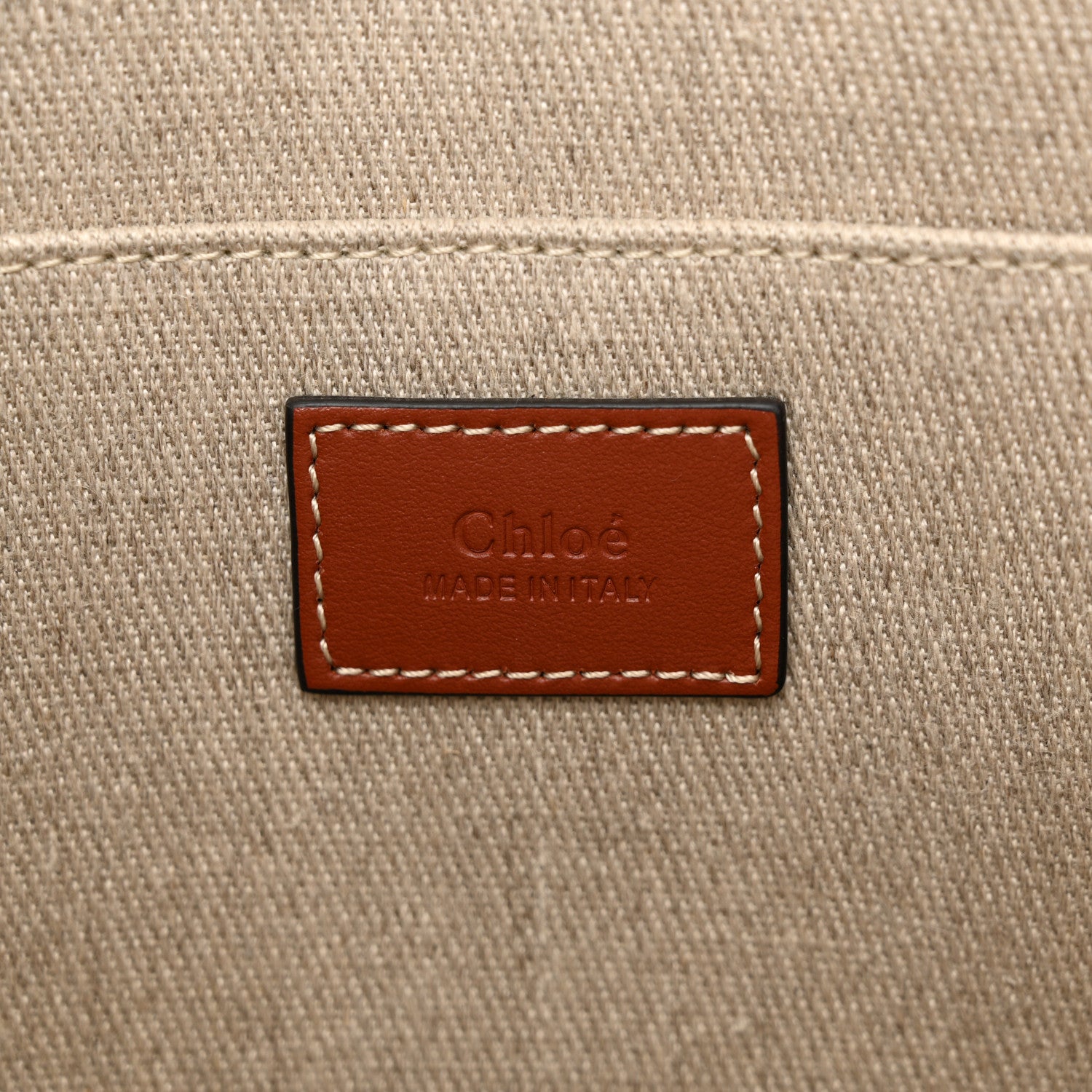 Chloe Cotton Calfskin Medium Woody Ribbon Tote White Brown 6 of 10
