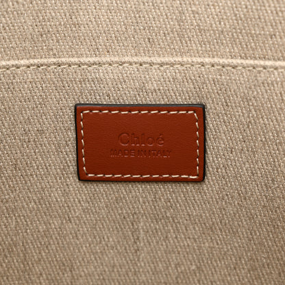 Chloe Cotton Calfskin Medium Woody Ribbon Tote White Brown 6 of 10