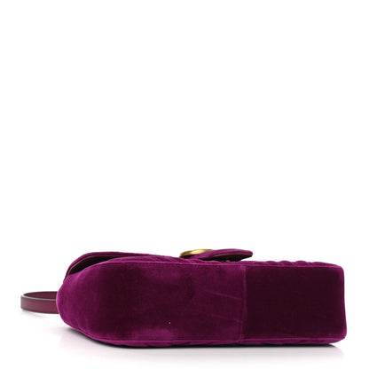 Gucci Velvet Matelasse Small GG Marmont Shoulder Bag Fuchsia Violet Cyclamen 4 of 10