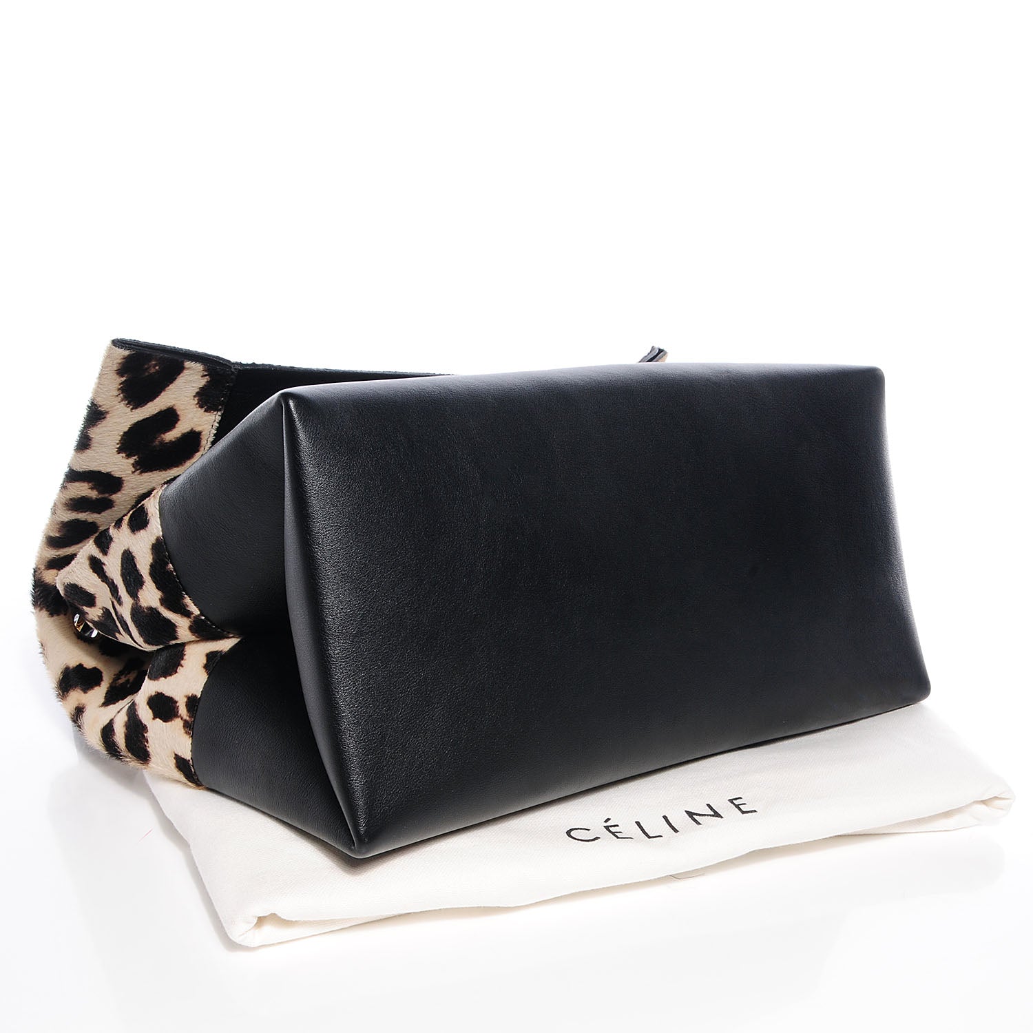 Celine Pony Hair Calfskin Leopard Print All Soft Tote Black 4 of 7