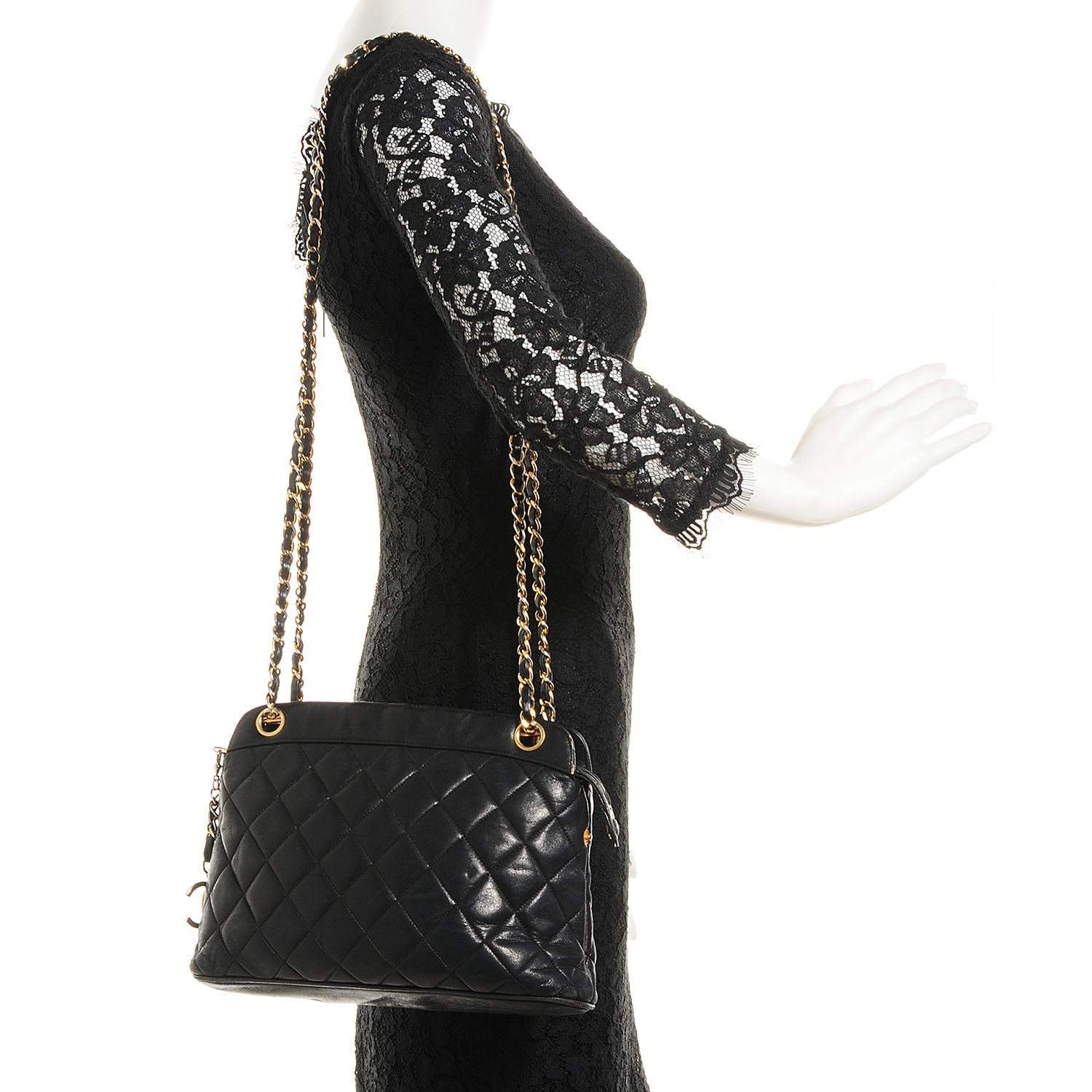 Chanel Lambskin Quilted Shoulder Bag Black 2 of 8