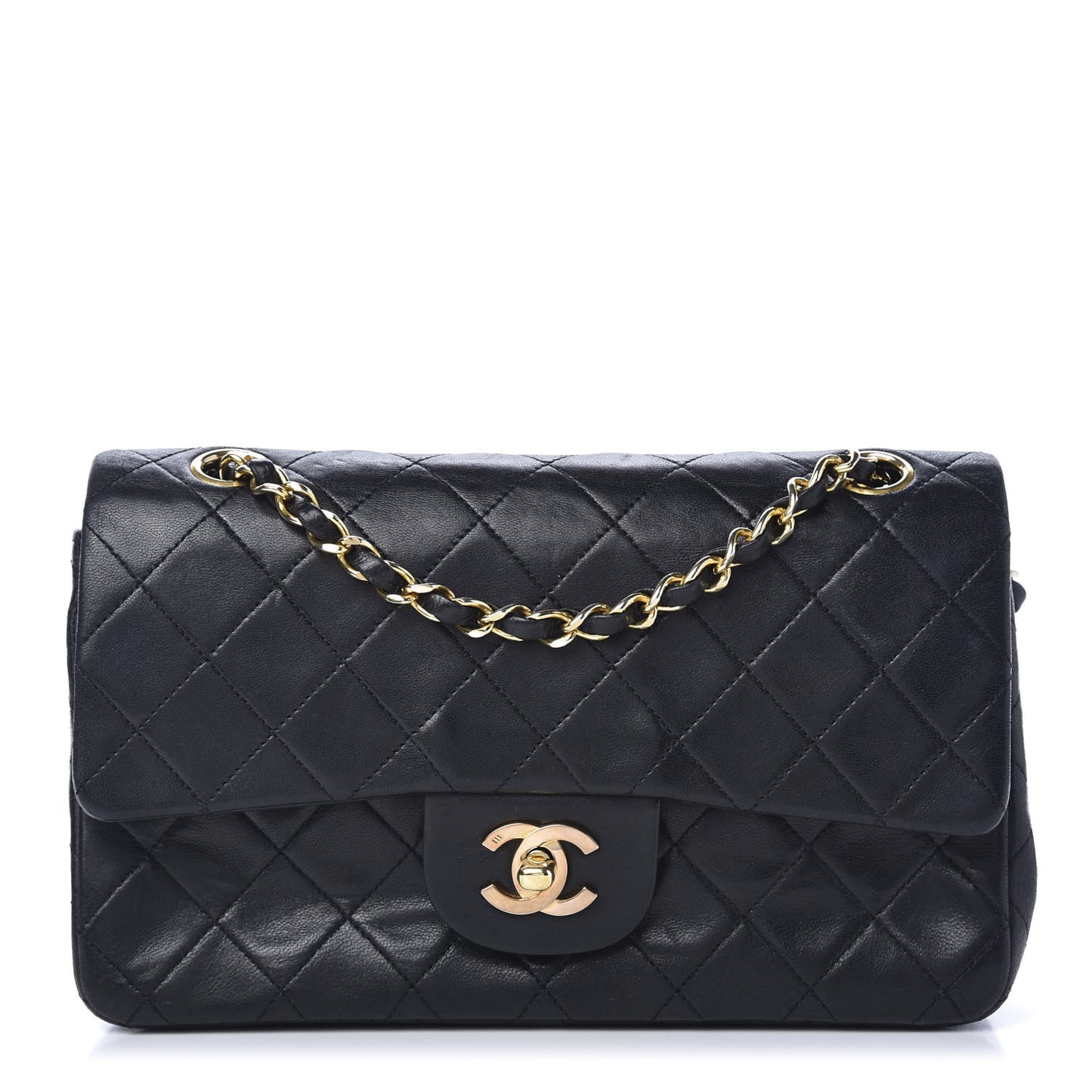 Lambskin Quilted Small Double Flap Black