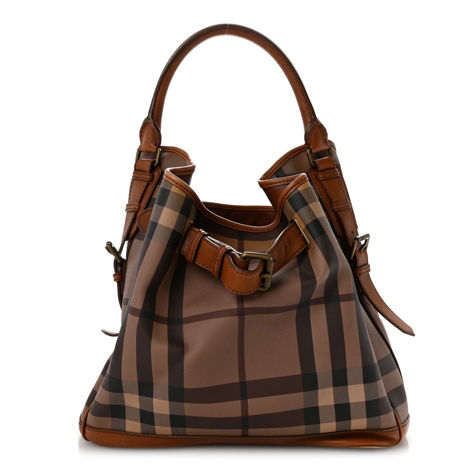 Burberry Smoked Check Medium Walden Belted Hobo Brown 1 of 17