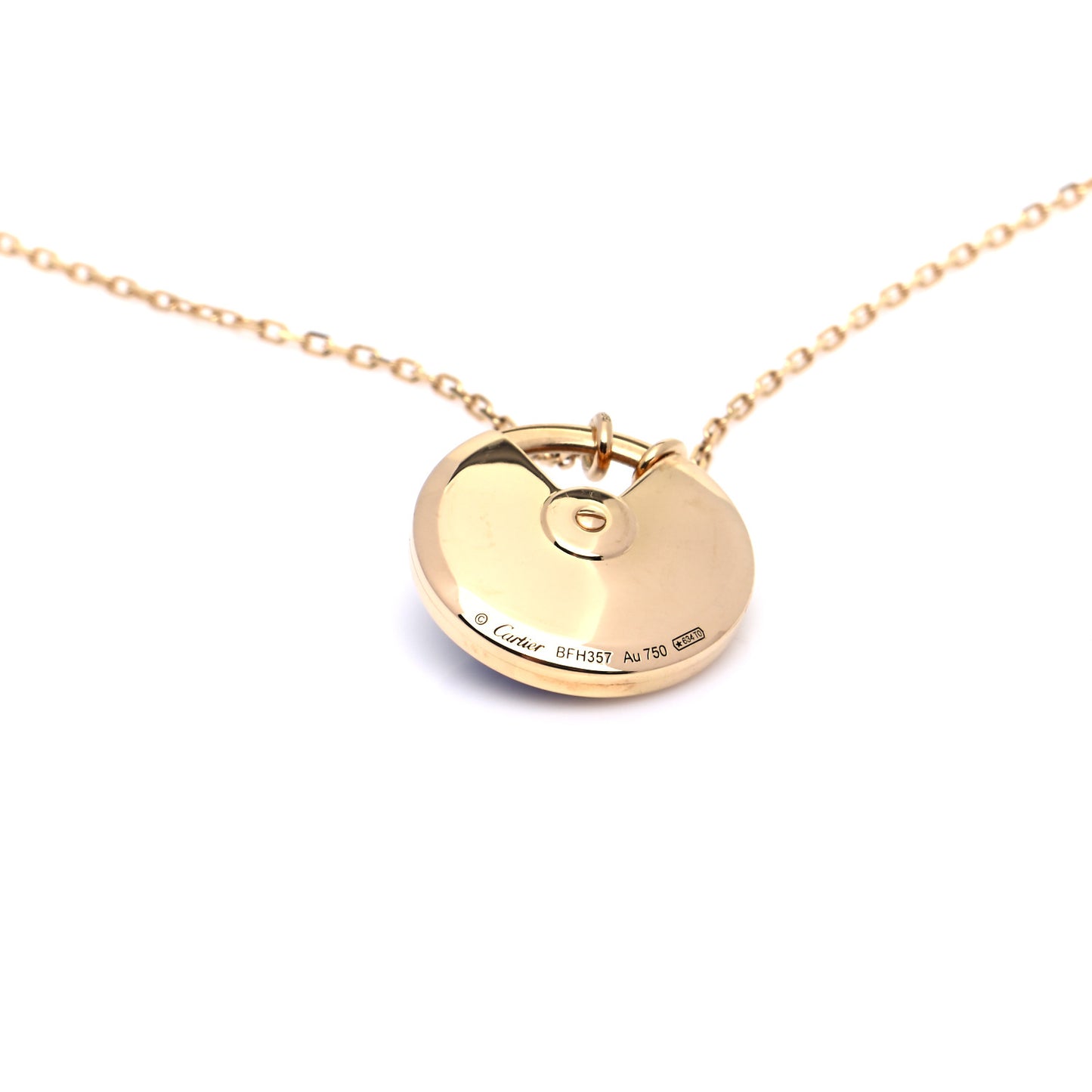18K Yellow Gold Diamond Lapis Lazuli SM Amulette de Cartier Pendant Necklace