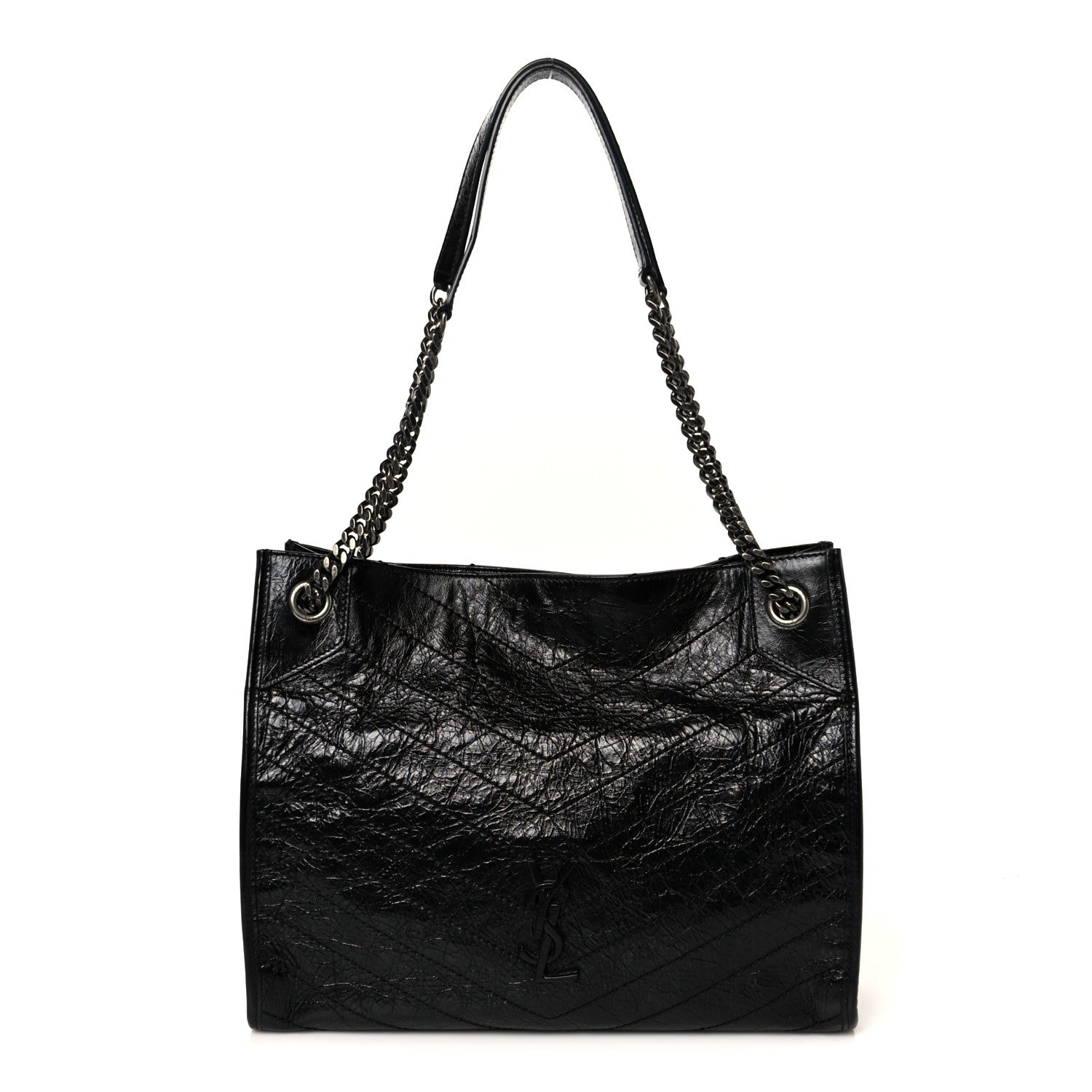 Saint Laurent Crinkled Calfskin Matelasse Monogram Medium Niki Shopper Tote Black 1 of 10