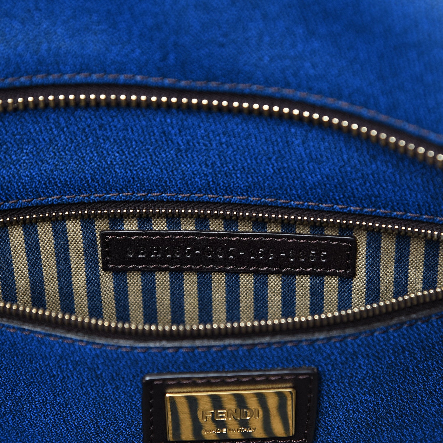 Fendi Zucca Spalmati Medium Roll Tote Tobacco Blue 6 of 15