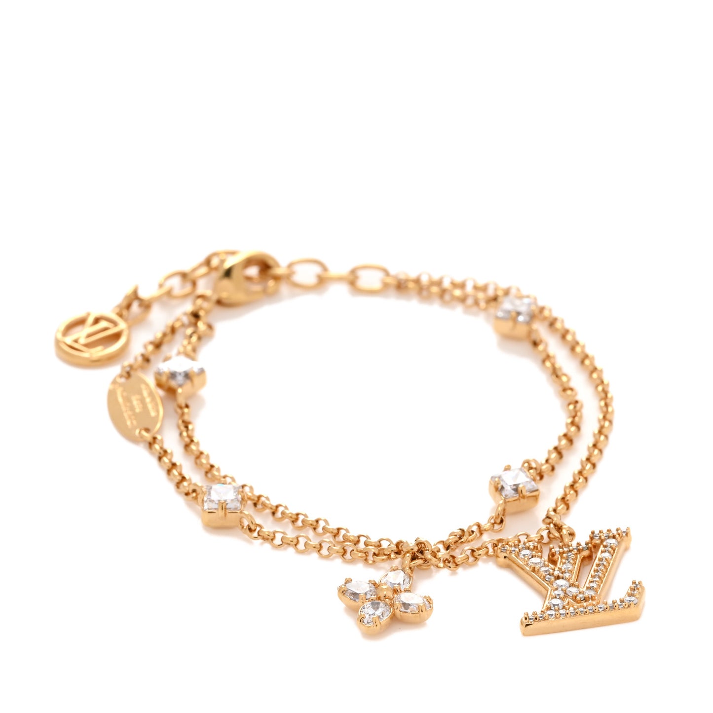 Metal Crystal LV Lady Bracelet Gold