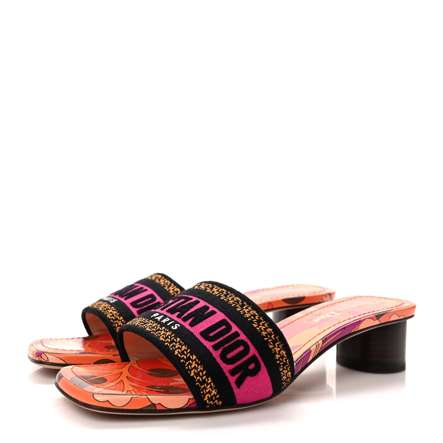 Christian Dior Canvas Toile de Jouy Pop Embroidered Dway 35mm Slide Sandals 37.5 3 of 8
