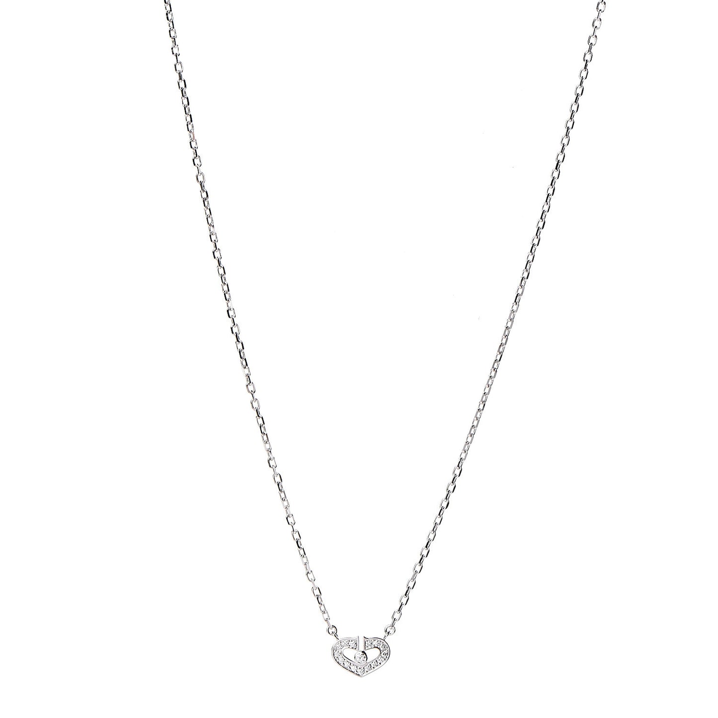 18K White Gold Diamond Hearts and Symbols Necklace