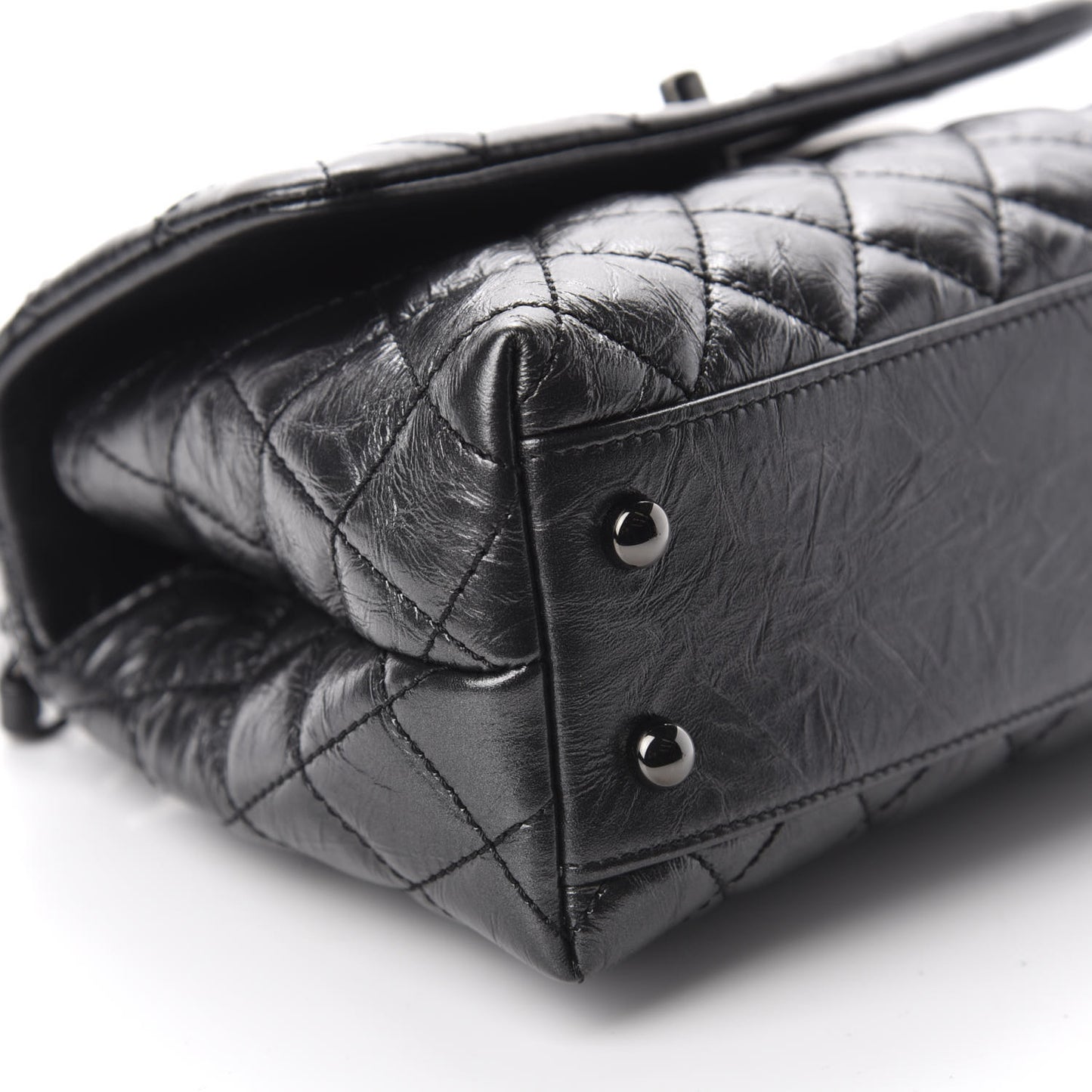 Aged Calfskin Quilted Mini Coco Handle Flap So Black