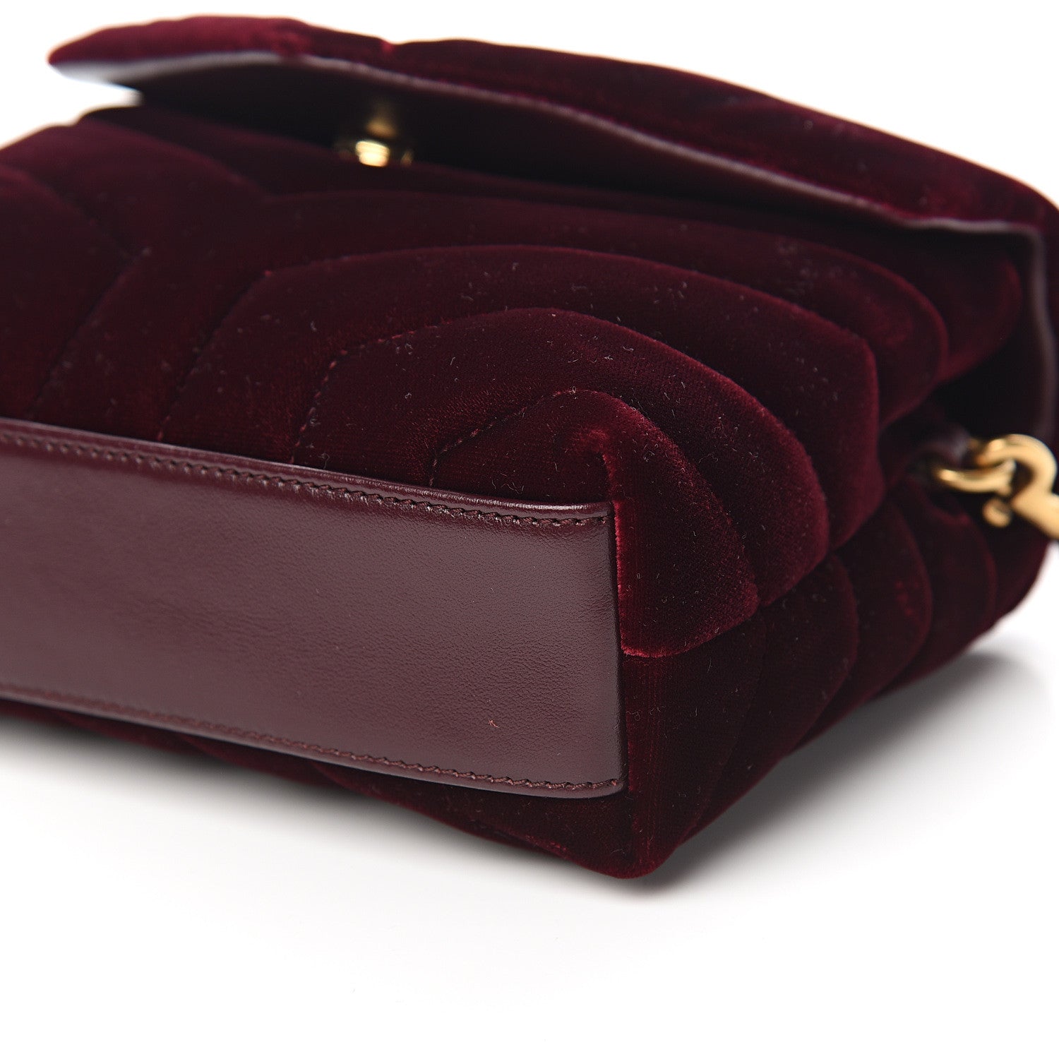 Saint Laurent Velvet Y Quilted Monogram Toy Loulou Crossbody Bag French Burgundy 8 of 9