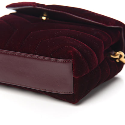 Saint Laurent Velvet Y Quilted Monogram Toy Loulou Crossbody Bag French Burgundy 8 of 9