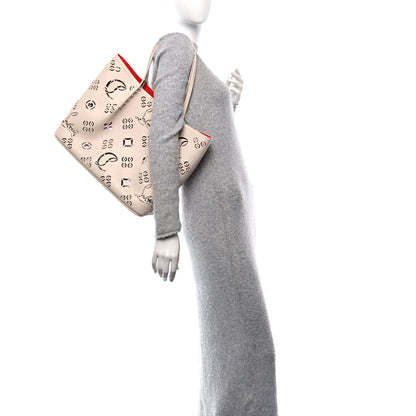 Christian Louboutin Calfskin Perforated Loubinthesky Spikes Large Cabarock Tote Leche 2 of 10