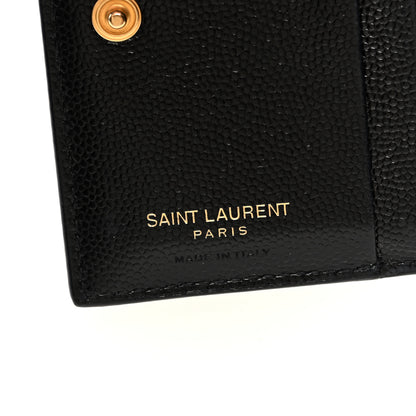 Saint Laurent Grain De Poudre Matelasse Chevron Monogram Zipped Two-Part Wallet Black 6 of 6