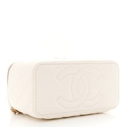 Chanel Lambskin Quilted Pearl Crush Small Vanity Case With Chain White 4 of 12