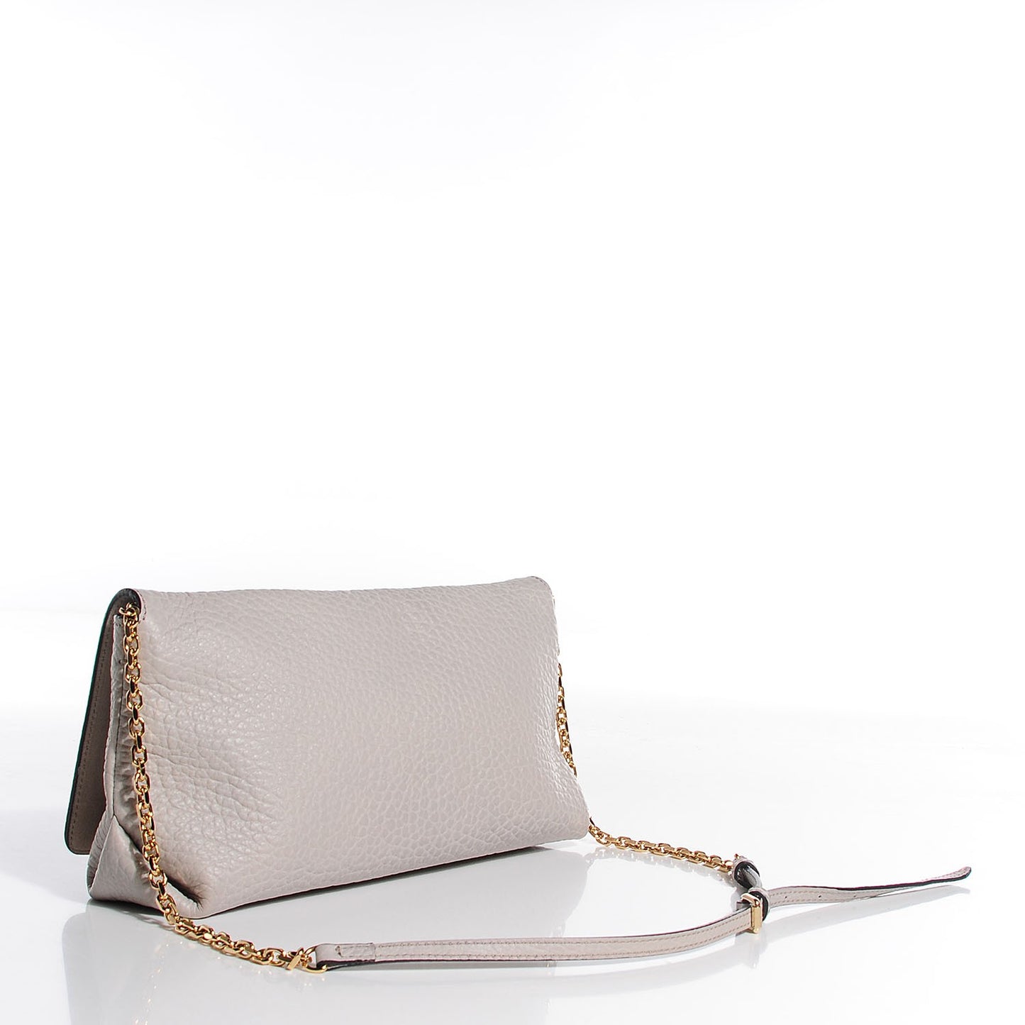 Signature Grain Medium Clutch Bag Pale Grey