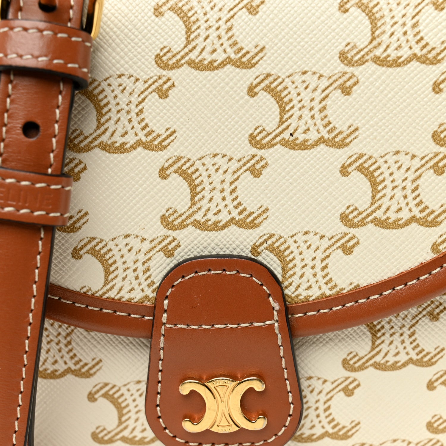 Celine Triomphe Canvas Calfskin Mini Besace Bag White 9 of 13