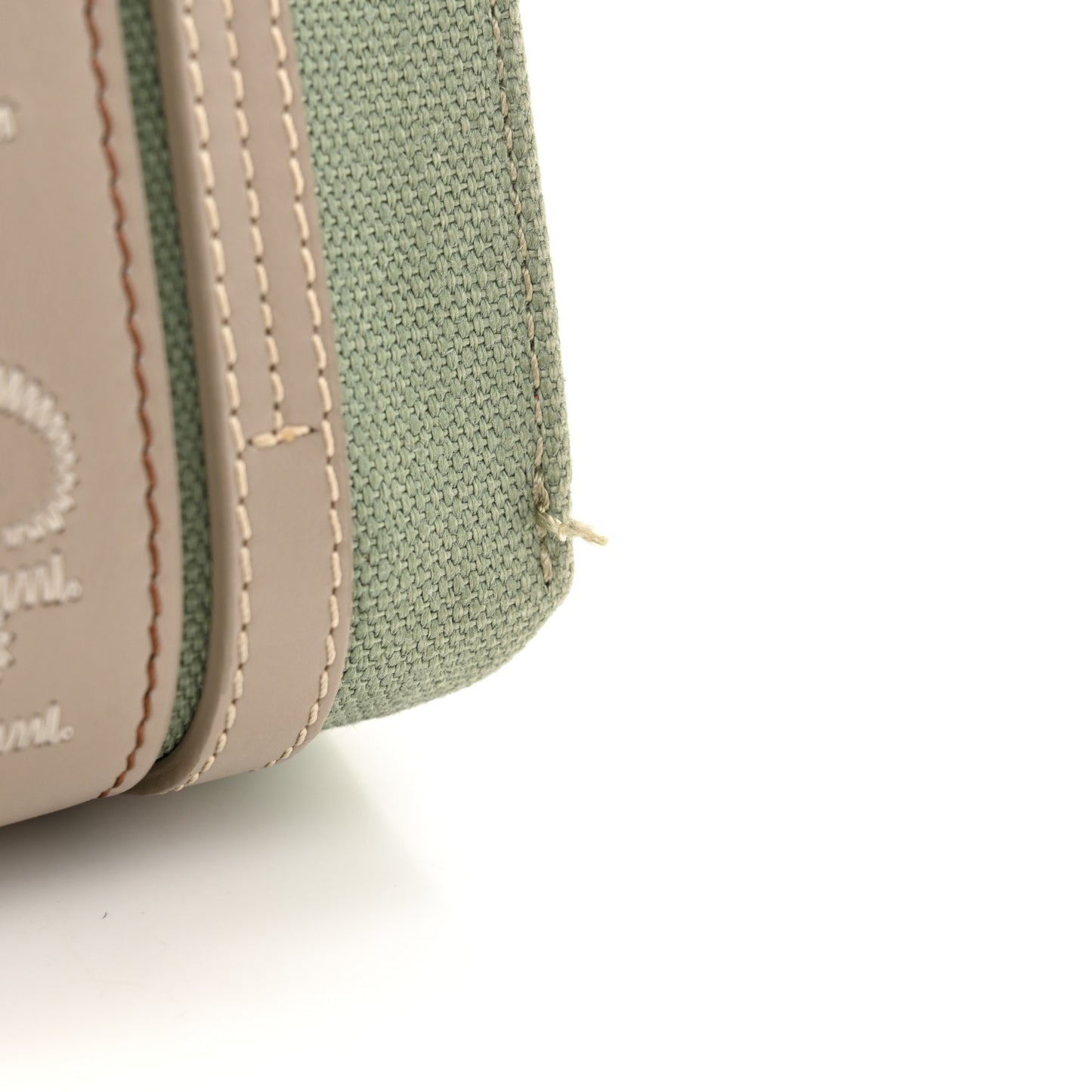Cotton Calfskin Mini Woody Ribbon Tote Faded Green