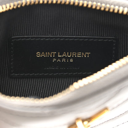 Saint Laurent Calfskin Matelasse Monogram Key Pouch Fog 6 of 8