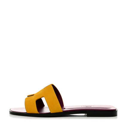 Hermes Suede Goatskin Oran Sandals 37 Jaune Topaze 37 Jaune Topaze 1 of 9