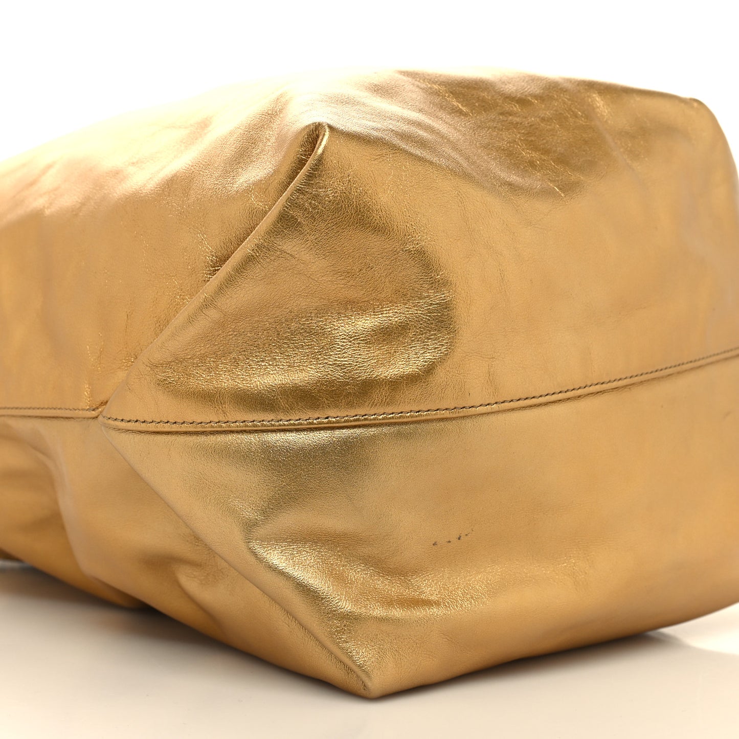Lambskin Teddy Drawstring Bag Gold