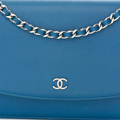 Chanel Caviar Sevruga Wallet on Chain WOC Blue 9 of 13