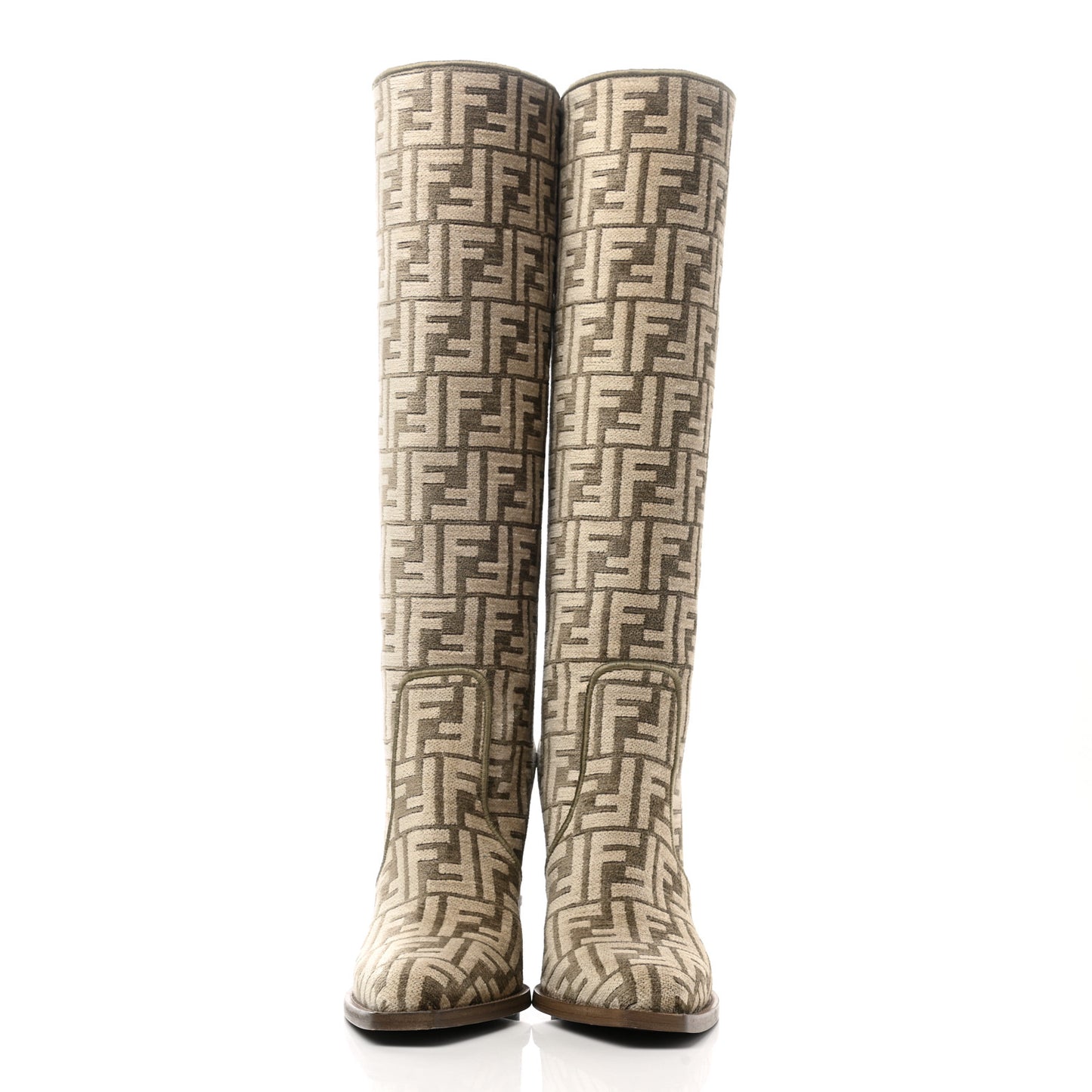 Chenille Jacquard FF 110mm Cut Baguette Knee Boots 39 Tortora Nuvola
