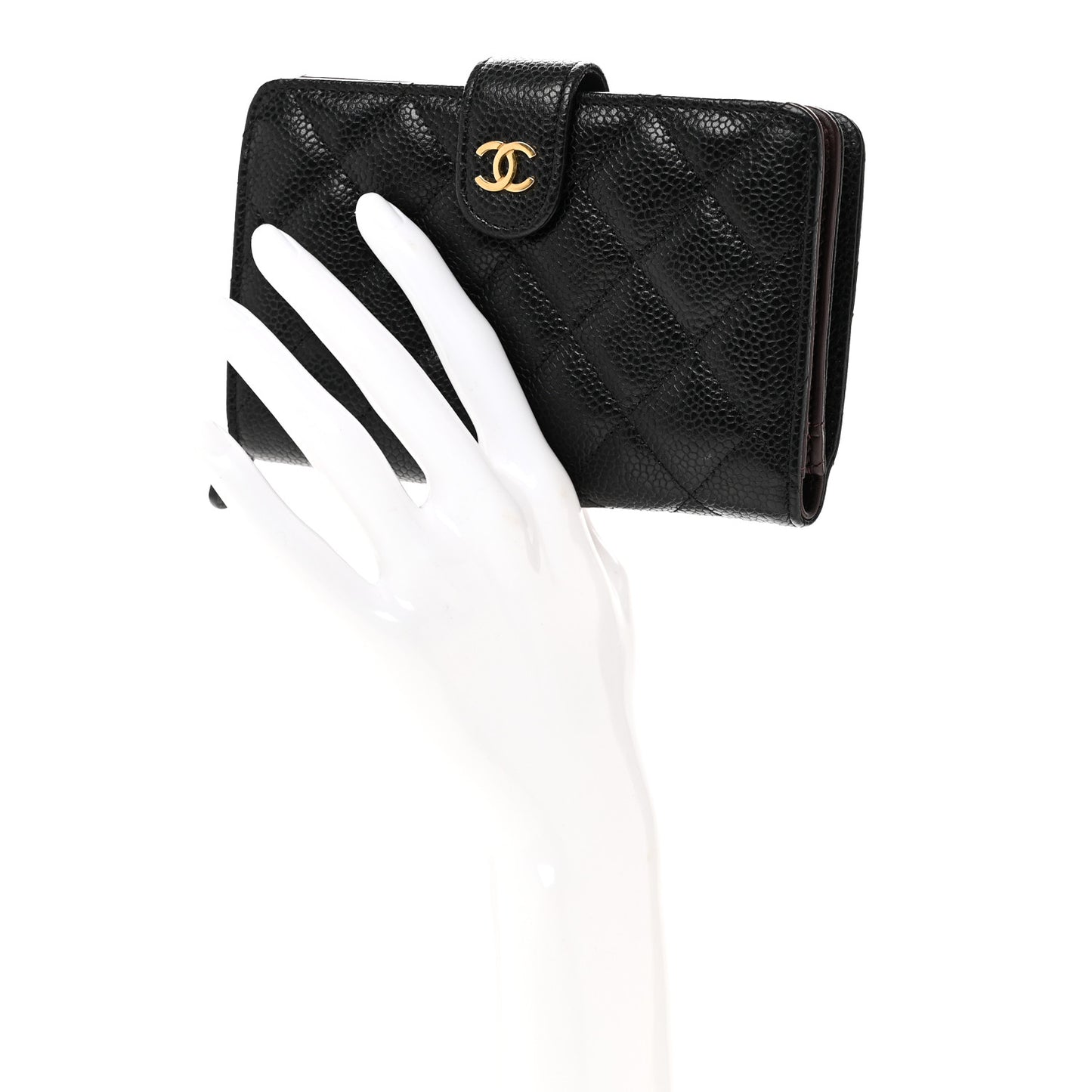 Caviar Quilted Zipped Pocket Wallet Black