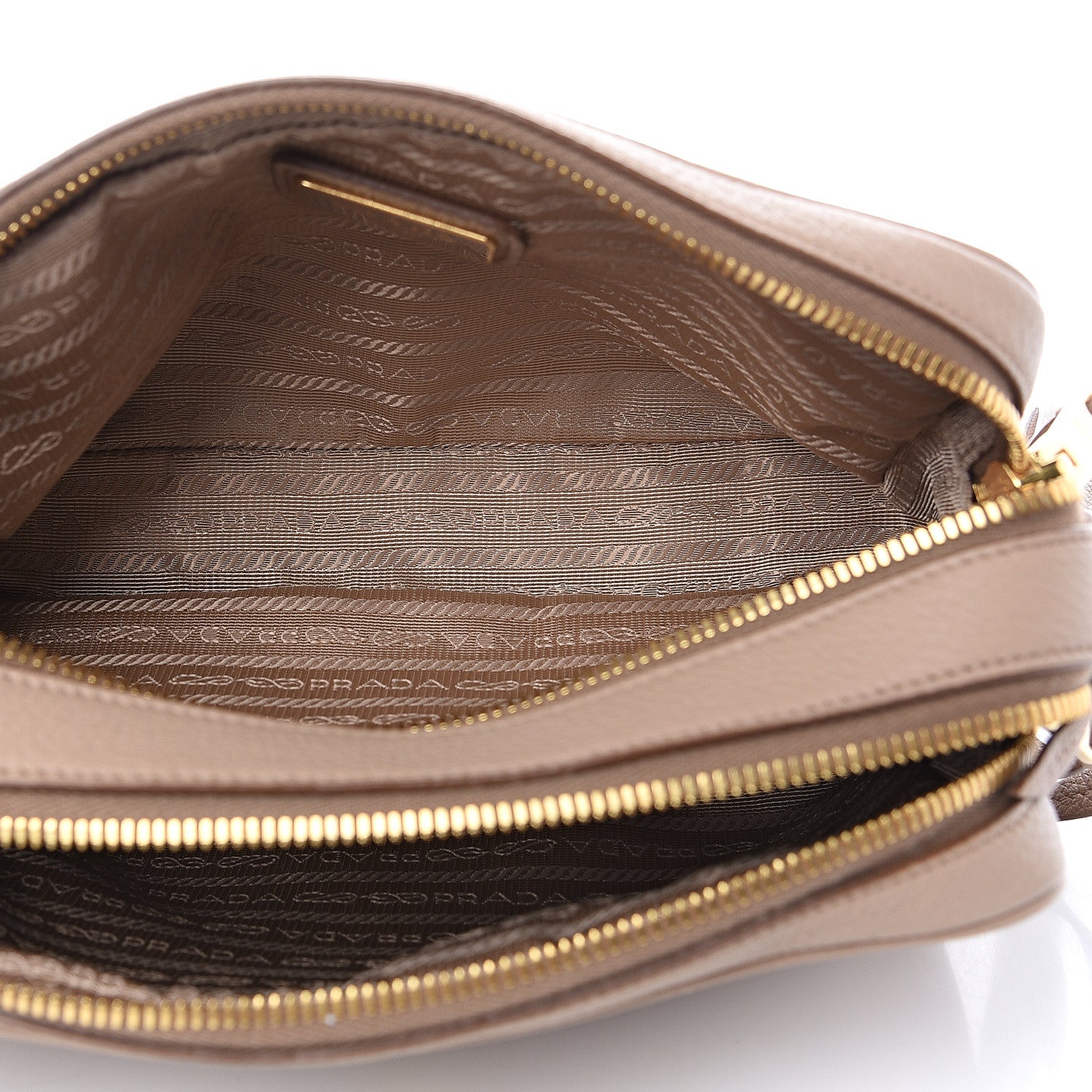 Prada Vitello Daino Medium Double Zip Shoulder Bag Cammeo 4 of 10