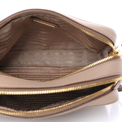 Prada Vitello Daino Medium Double Zip Shoulder Bag Cammeo 4 of 10