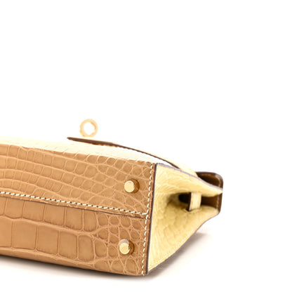Hermes Matte Alligator Horseshoe Mini Kelly Sellier 20 Kraft Vanille 10 of 11
