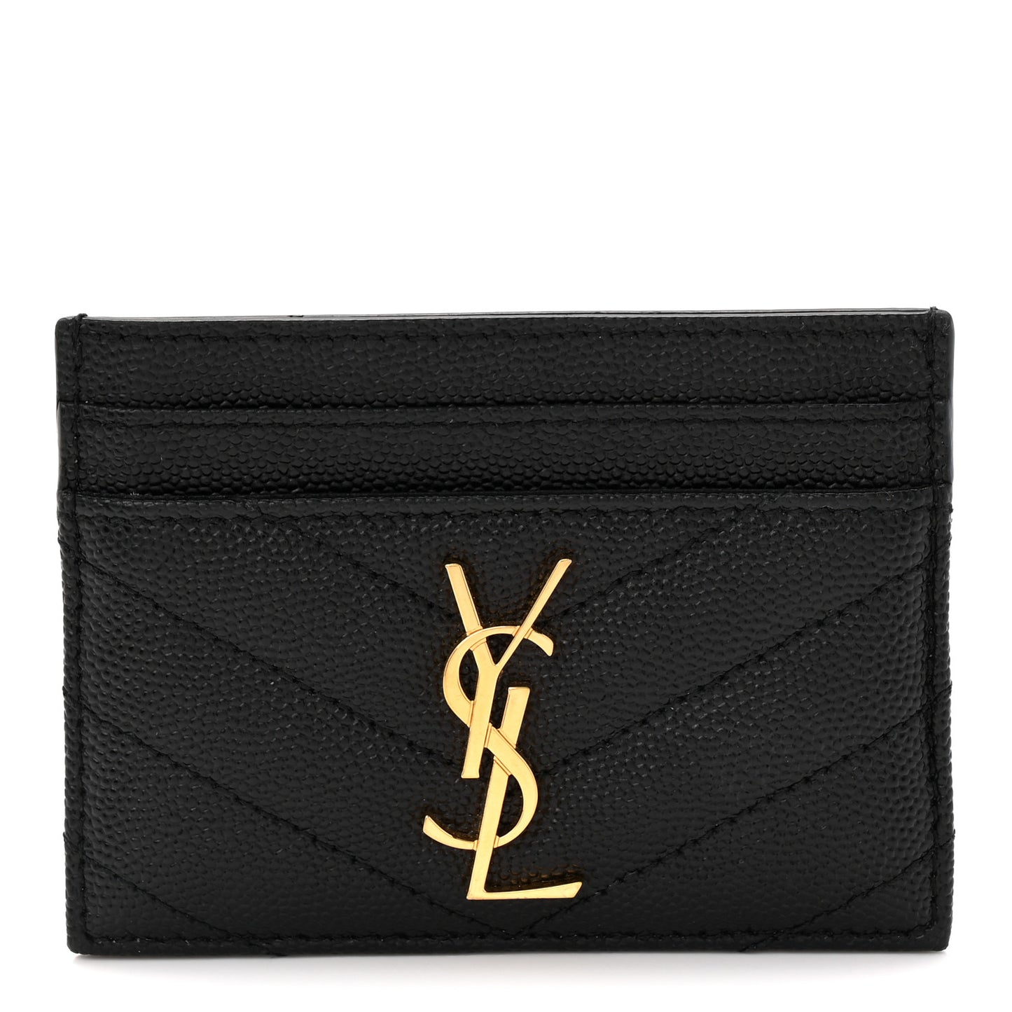 Grain De Poudre Matelasse Chevron Monogram Credit Card Case Black
