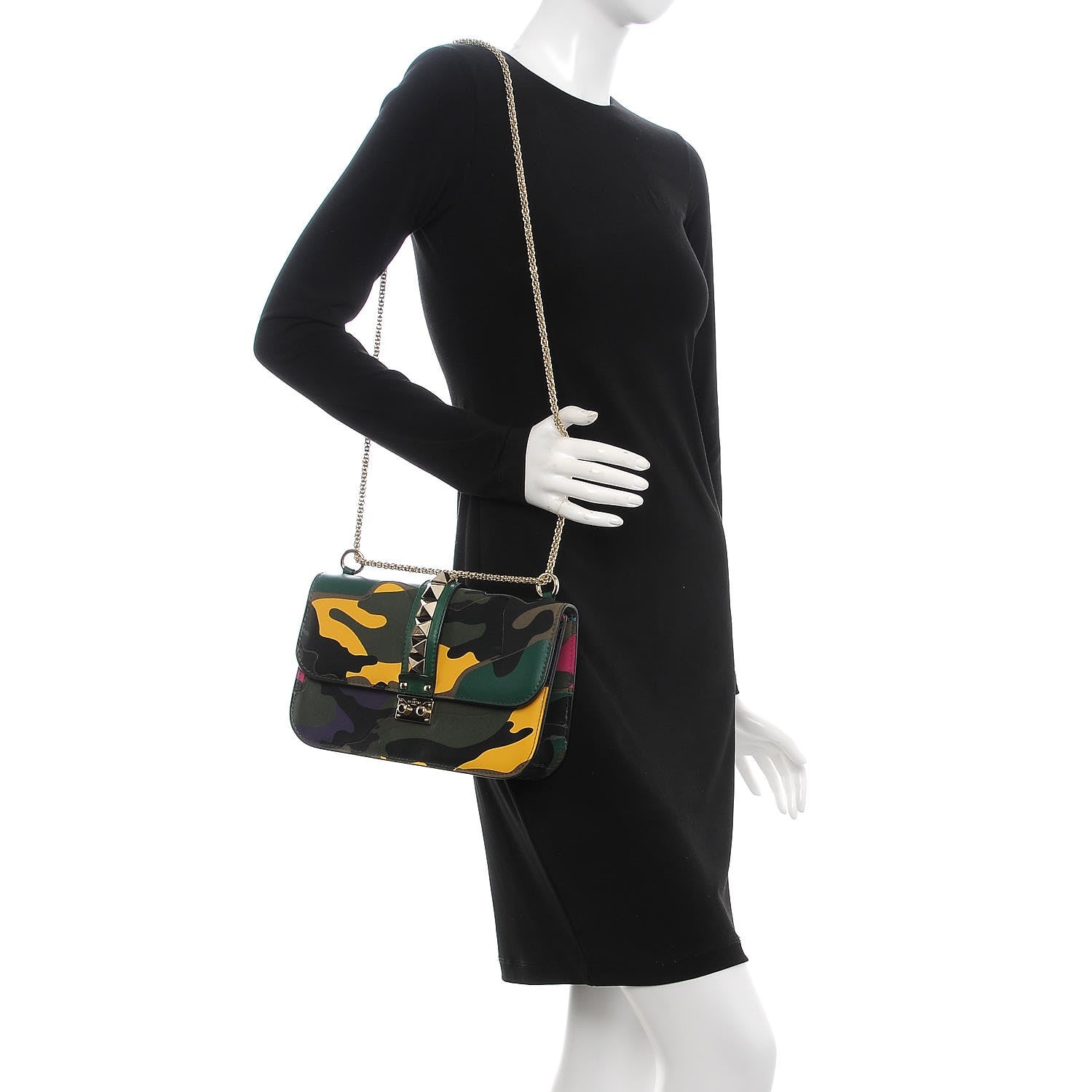 Valentino Garavani Nappa Canvas Camouflage Medium Glam Lock Rockstud Flap Multicolor 2 of 7