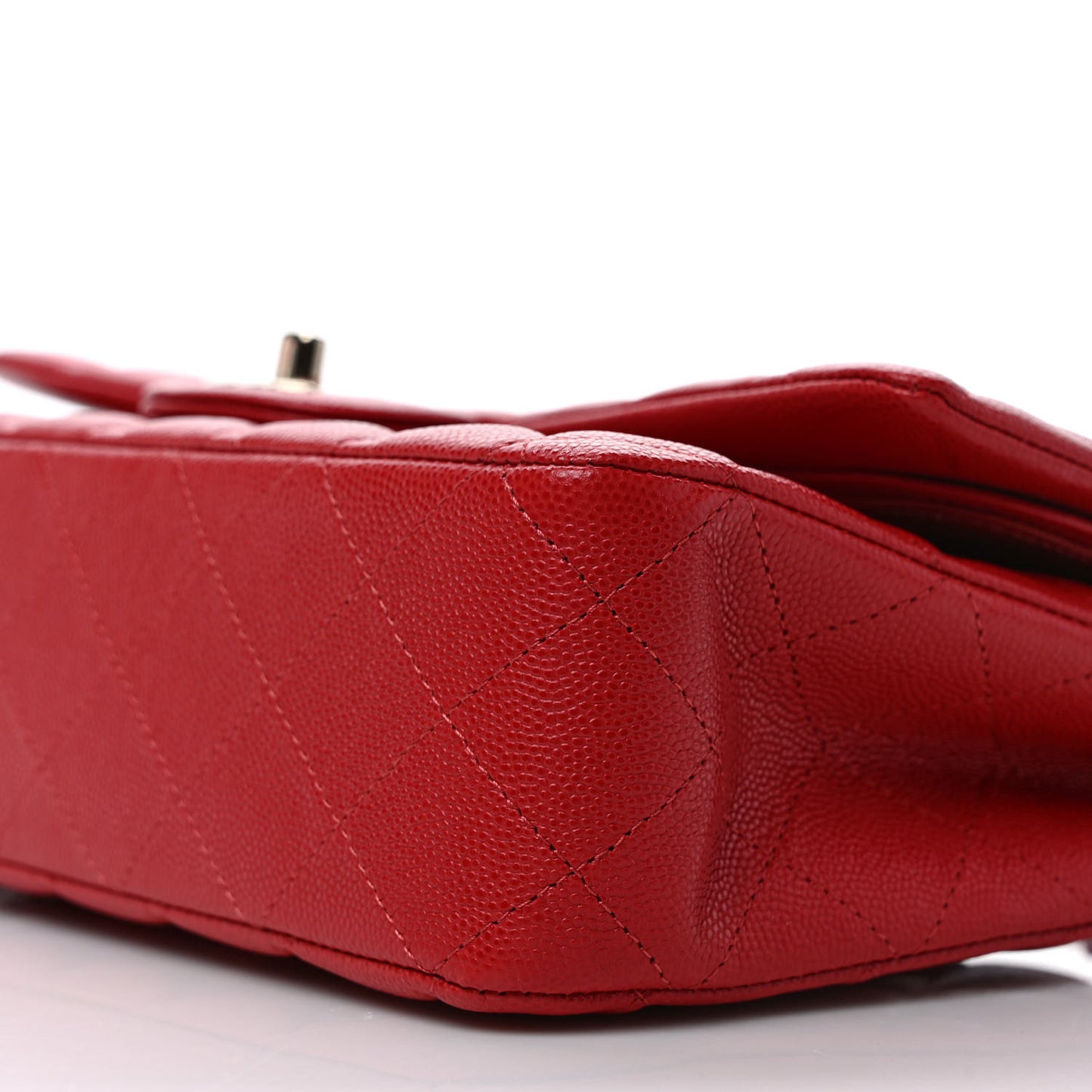 Caviar Quilted Medium Double Flap Red