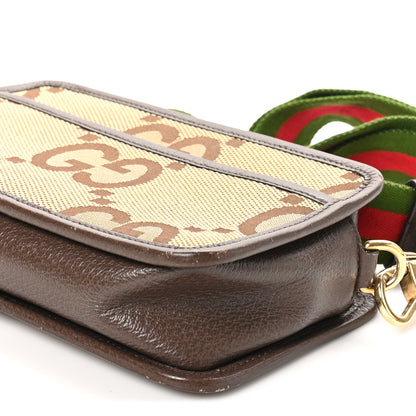 Gucci Monogram Jumbo GG Textured Dollar Calfskin Web Mini Crossbody Bag Camel Ebony New Acero 11 of 11
