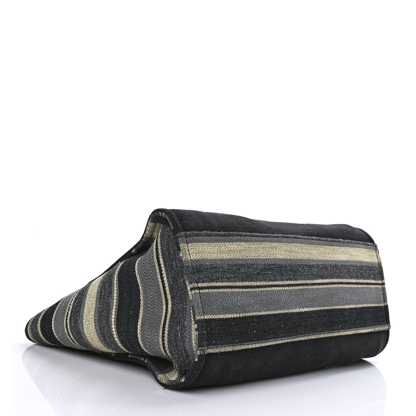 Striped Canvas Medium Deauville Tote Grey Black