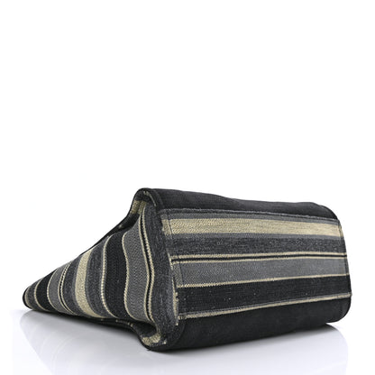 Chanel Striped Canvas Medium Deauville Tote Grey Black 3 of 9