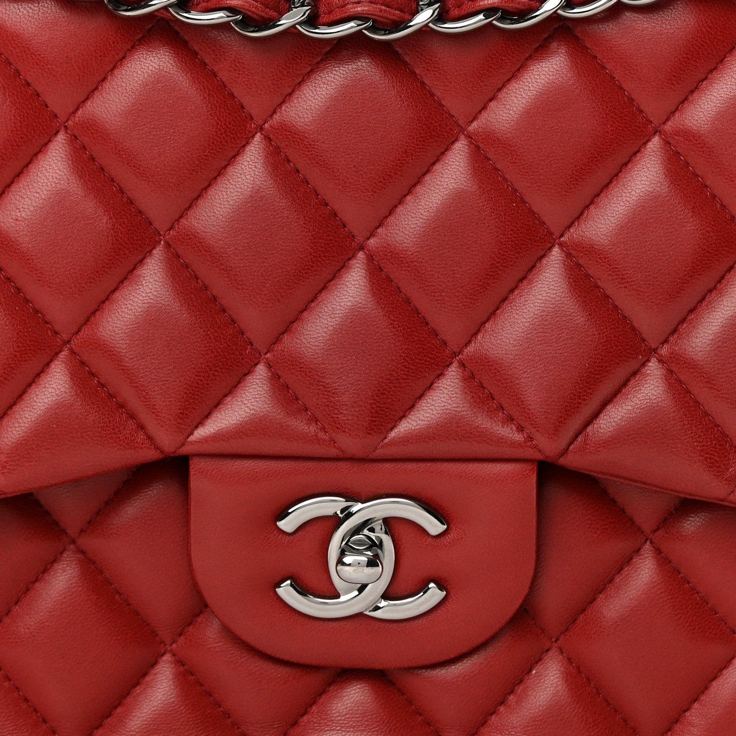 Chanel Lambskin Quilted Jumbo Double Flap Red 8 of 20