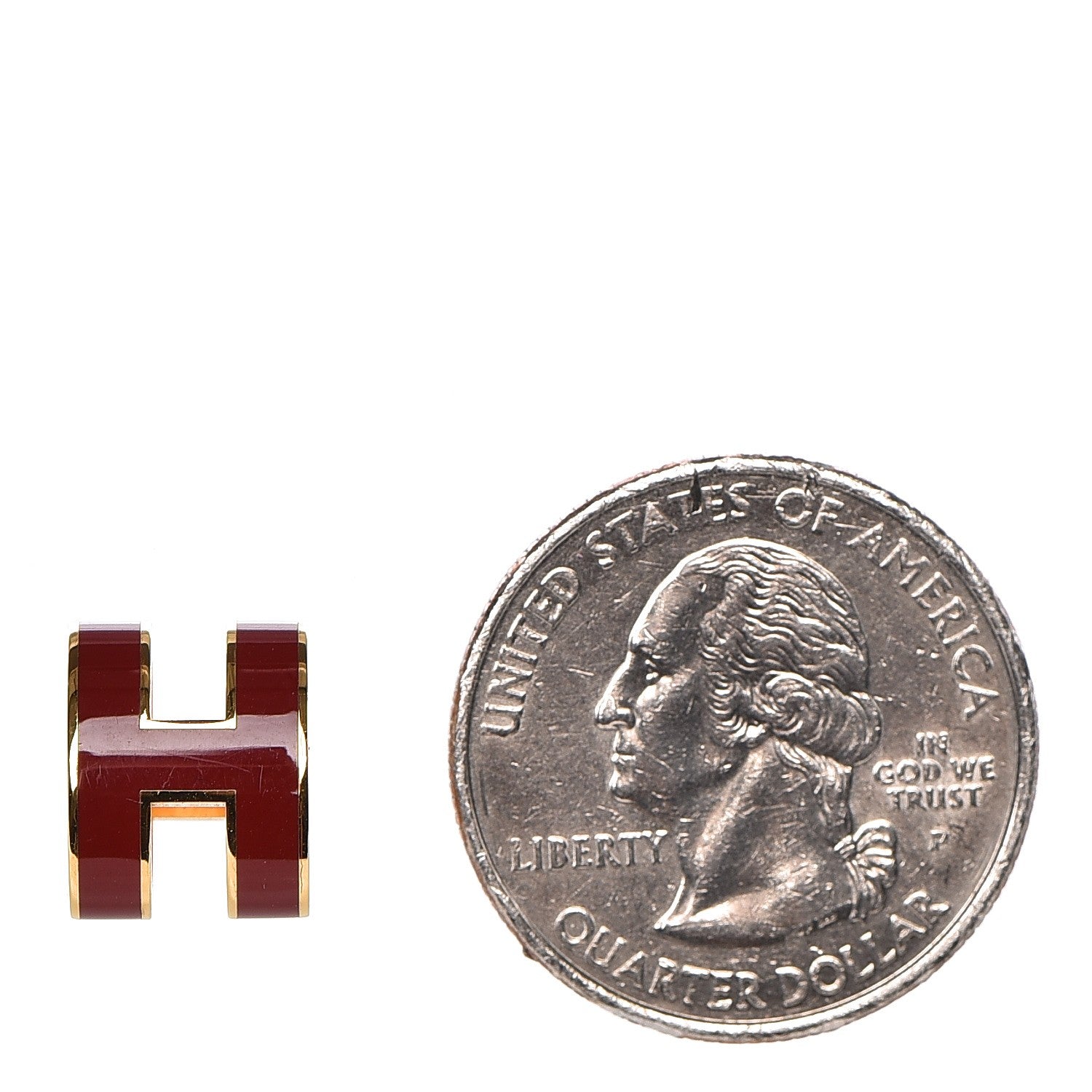 Hermes Gold Lacquered Pop H Earrings Rouge H 2 of 4