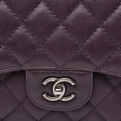 Chanel Caviar Quilted Jumbo Double Flap Dark Purple 8 of 17