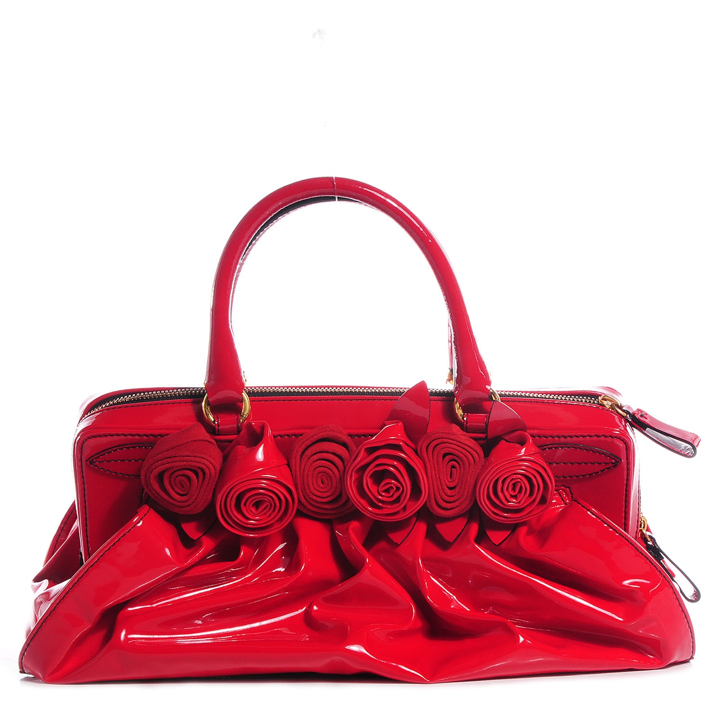 Coated Canvas Lacca Fleur Satchel Red