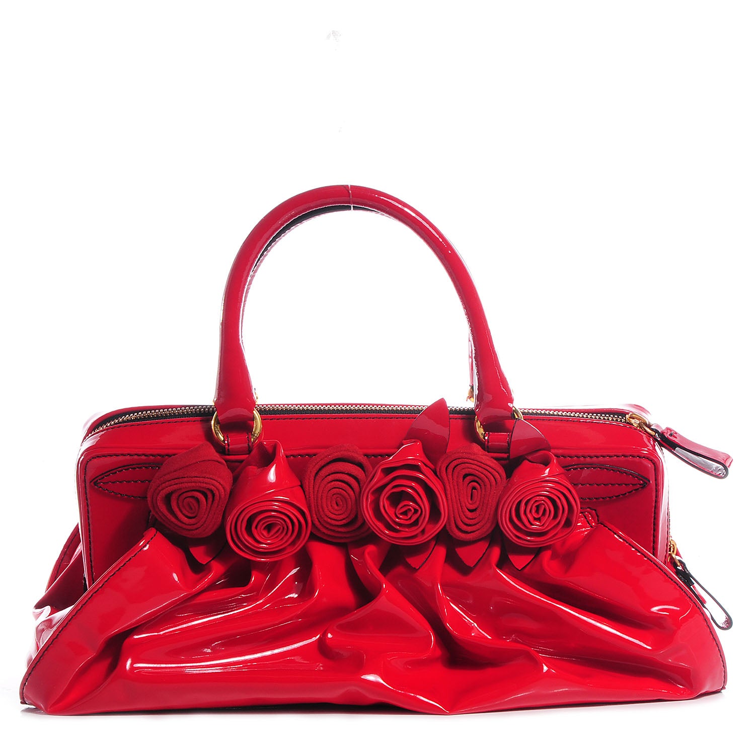 Valentino Garavani Coated Canvas Lacca Fleur Satchel Red 1 of 8