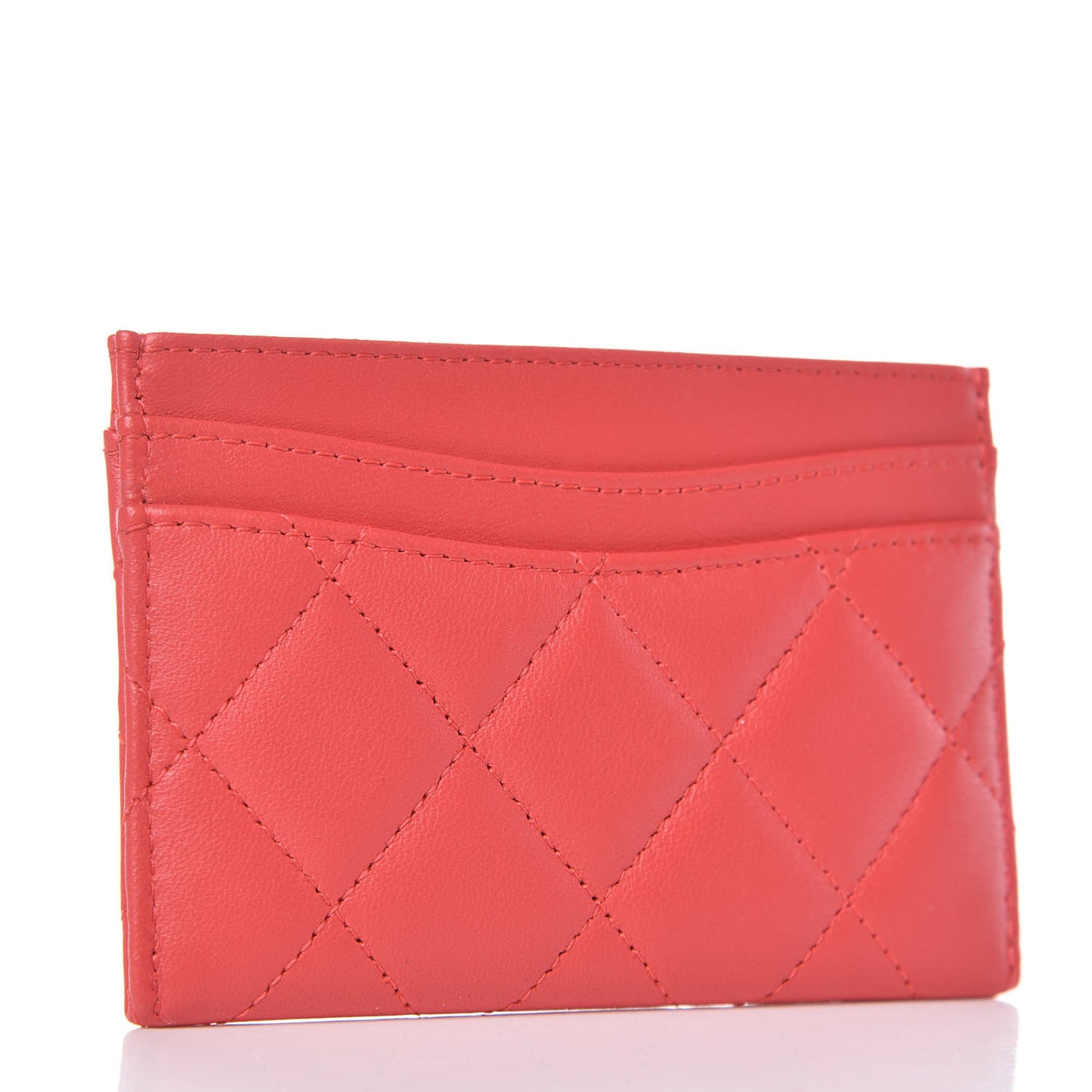 Lambskin Quilted Card Holder Red