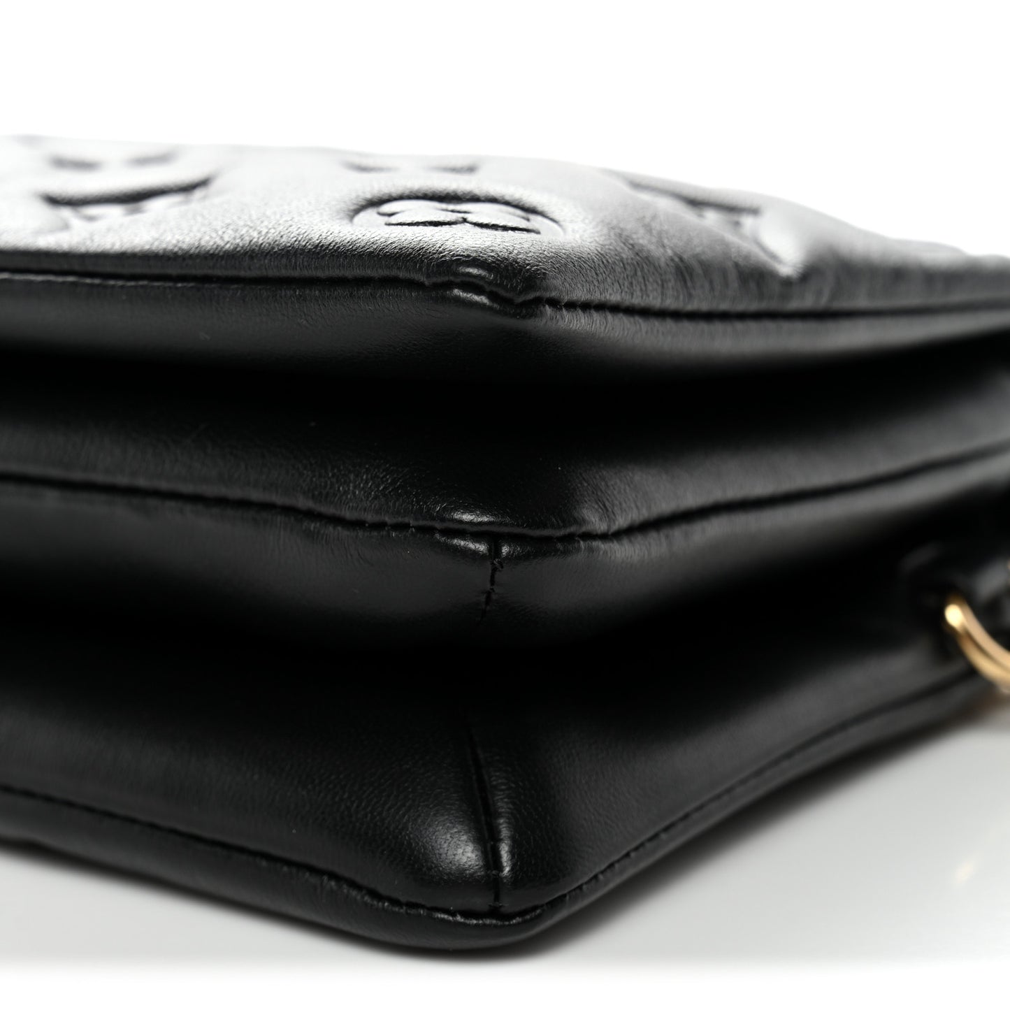 Lambskin Embossed Monogram Pochette Coussin Black